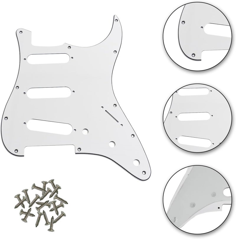 phrilam Store SSS 11 Hole Strat Pickguard ST Pick Guard Scratch Plate for Fender USA/Mexican Standard Stratocaster Modern Style Electric Guitar,White 3ply - Image 3